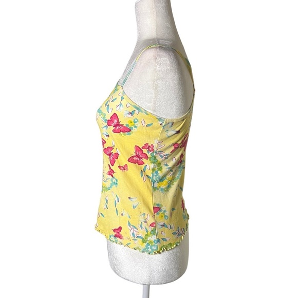 Tropical Y2K One-Shoulder Tank Butterflies 🦋 Ruffle Hem - Picture 3 of 5